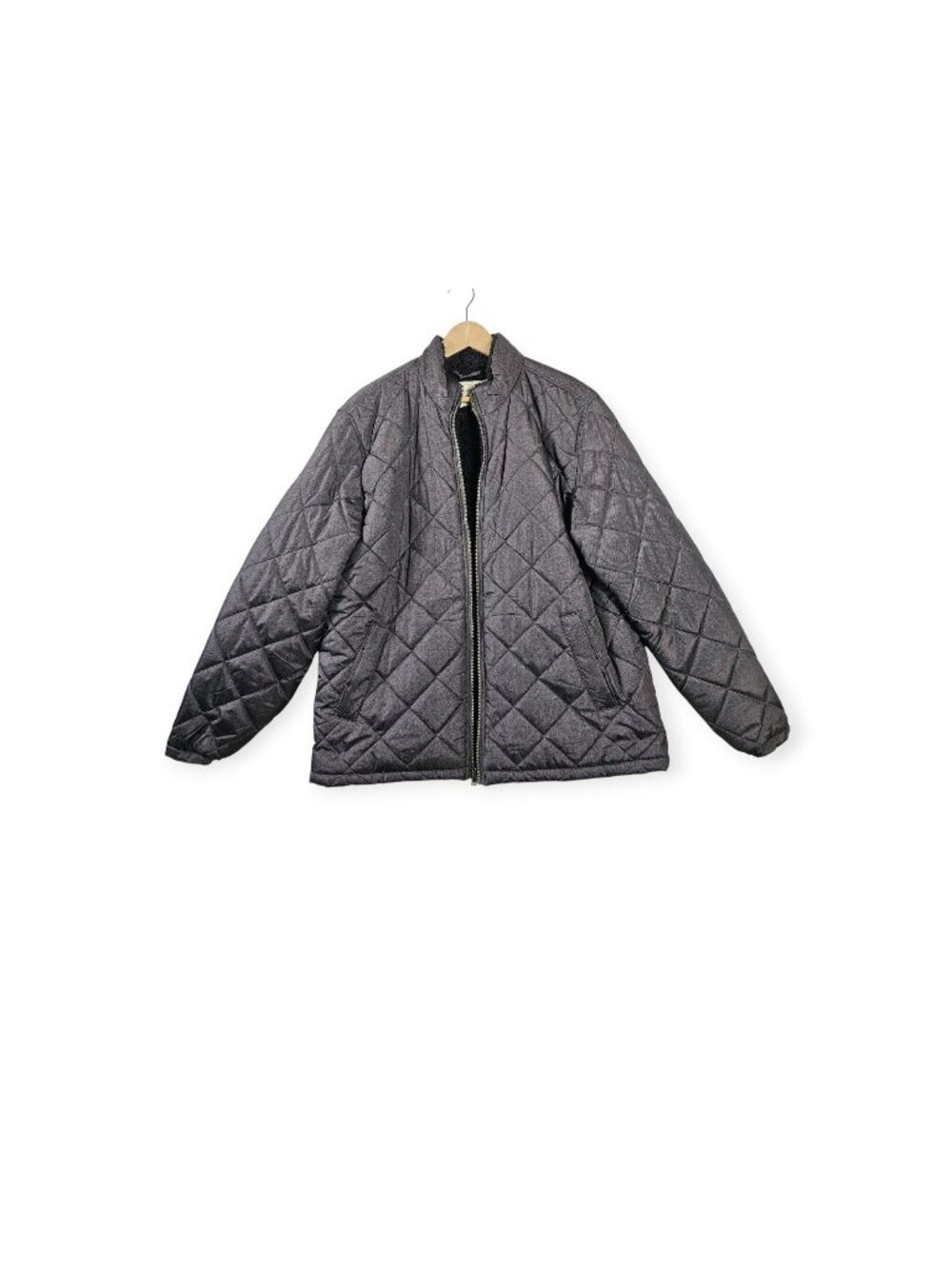 Weatherproof Vintage Mens Quilted Jacket XL Gray Sherpa Lined Full Zip